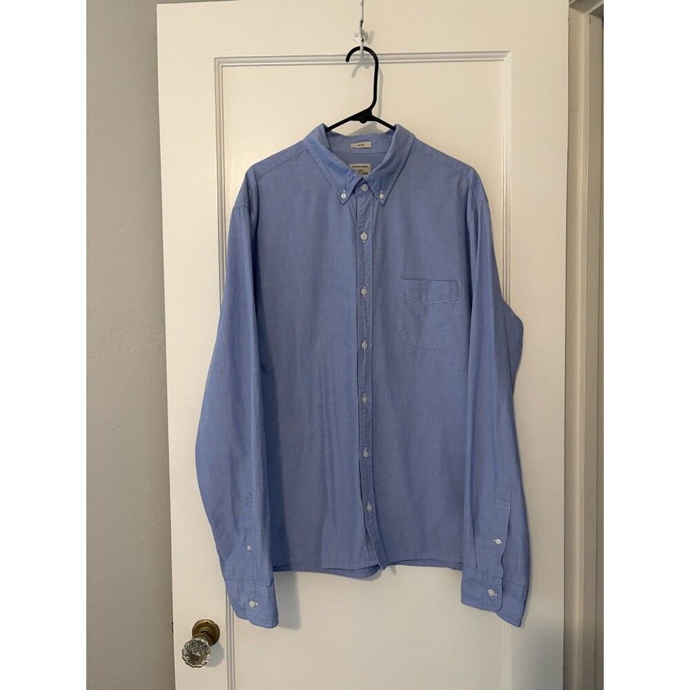 J.Crew EUC Slim Fit Oxford Shirt Men XL Blue Button Down 100% Cotton OCBD